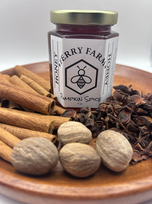 Infused Honey- 9 oz Hexagon Glass Jar